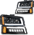 BDFHYK LED Headlight Assembly for 2003-2006 Chevy Silverado & Avalanche with DRL Sequential Signal
