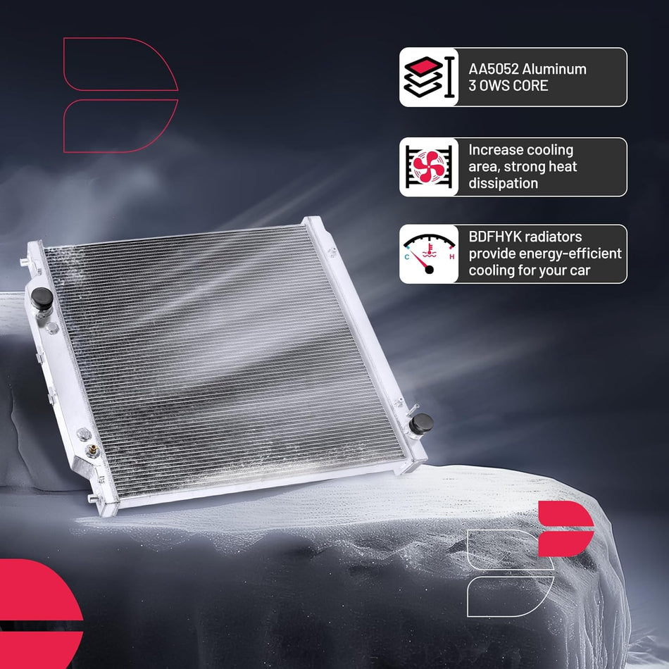 BDFHYK 2ROW-40MM CU2741 Aluminum Radiator Compatible with for 2003-2005 Ford Excursion 6.0L V8,2003-2007 Ford F-250 Super Duty/F-350 Super Duty/F-450 Super Duty 6.0L V8,2003 2004 2005 2006 2007