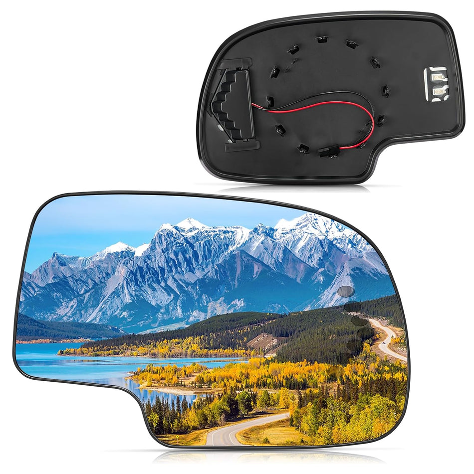 BDFHYK Mirror Glass Compatible with Silverado Suburban Tahoe Sierra Yukon 1500 Avalanche Escalade with Arrow Signal Exterior Mirror, Replaces 88944392, Heated(Right Side)