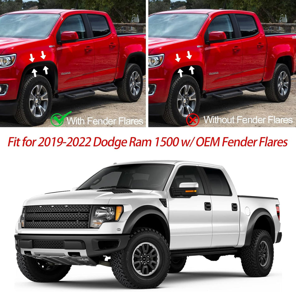 Mud Flaps for Ram 1500 2019–2022, Front & Rear 4PCS, With Fender Flares
