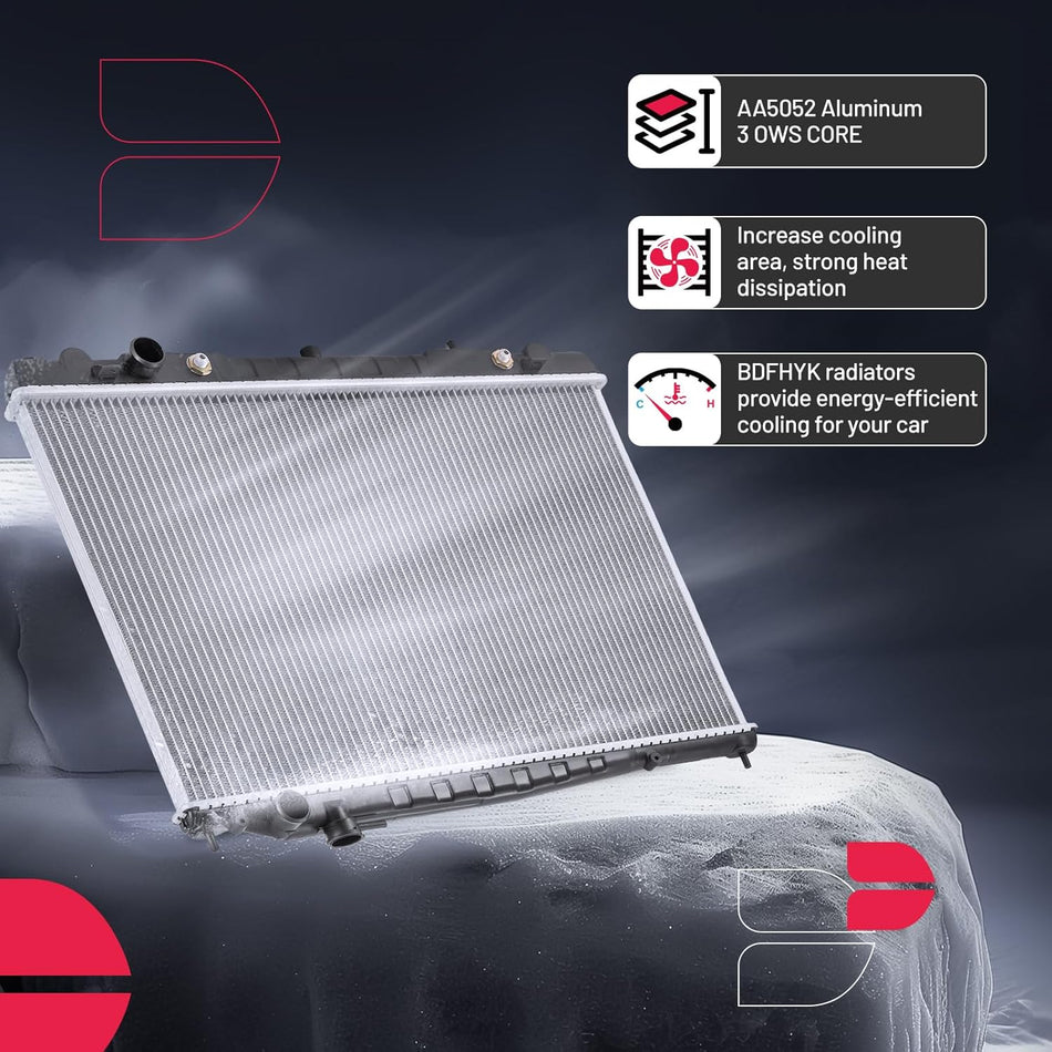 BDFHYK CU2215 Aluminum Radiator Compatible with Nissan Frontier 1998-2004 2006-2015, Compatible with Nissan Frontier 1999-2004, Compatible with Nissan Xterra 2000-2004 2.4L l4/3.3L V6 Replace 8012215