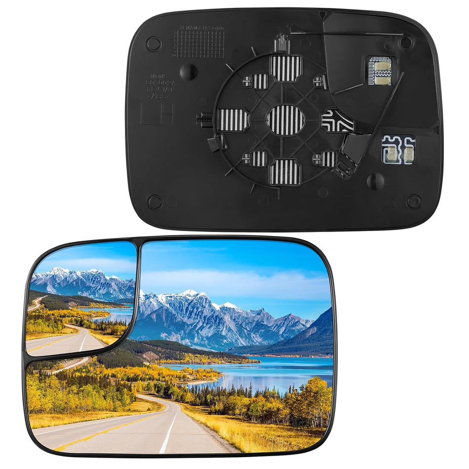 BDFHYK Mirror Glass Compatible with Dodge 2005-2008 Ram 1500 2500 3500 Side View Exterior Mirror with Backing Plate, Replaces 5161011AA CH1324121, Heated (Left Side)