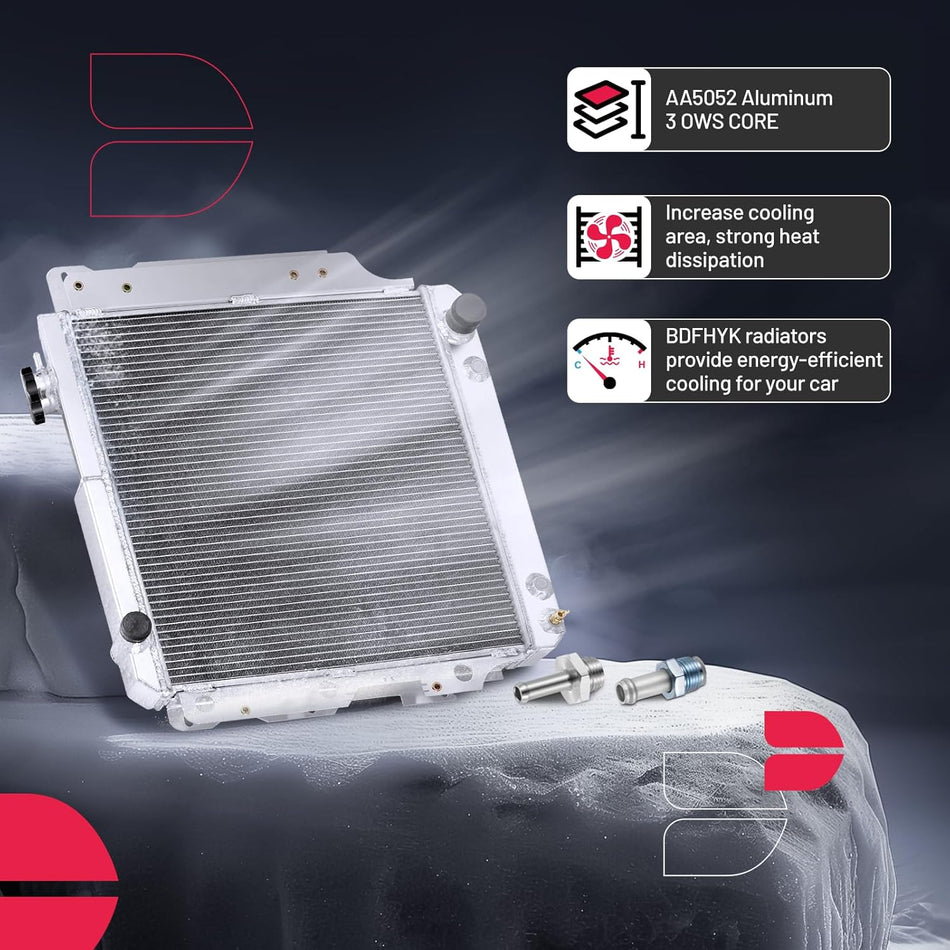 BDFHYK 3ROW-44MM CU2101 Aluminum Radiator Compatible with for 1997-2006 Jeep TJ L4 2.4L/L4 2.5L/L6 4.0L,1987-2006 Wrangler L4 2.4L/L4 2.5L/L6 4.0L/L6 4.2L