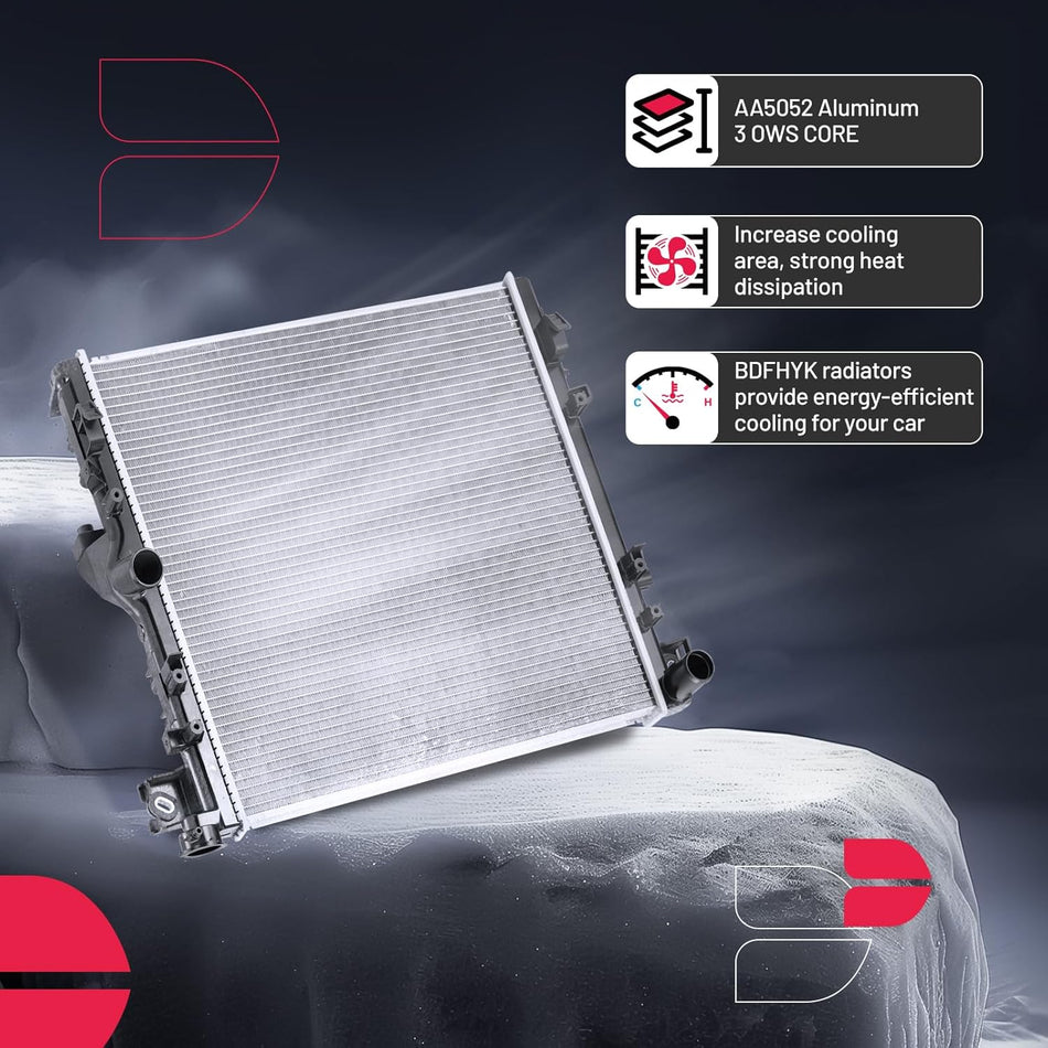 BDFHYK CU2957 Aluminum Radiator for Compatible with Jeep Wrangler 2007-2018 Full Aluminum Engine Coolant Radiator 3.6L 3.8L V6 Replace 68143886AA,55056634AB