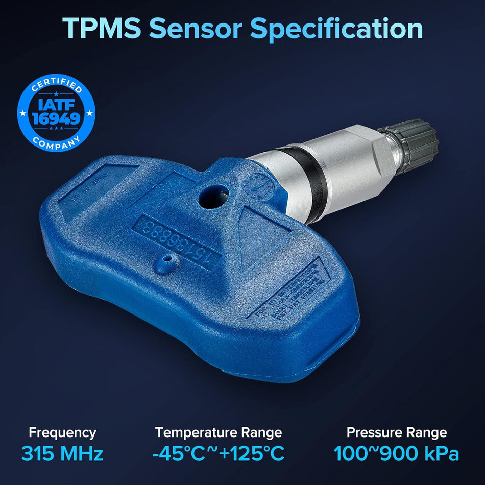 BDFHYK 315MHz TPMS Sensor for 2004 Cadillac Escalade, Chevy Silverado, Suburban & GMC Sierra – Preprogrammed, OE# 15136883 / 25773946