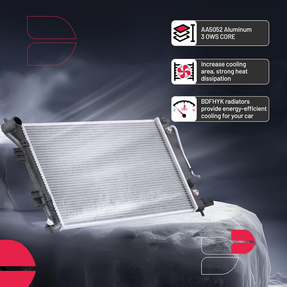 BDFHYK ?CU13202 Aluminum Radiator Compatible with Hyundai Elantra 2011-2013 1.8L l4/ 2011-2012 2.0L l4, Compatible with Hyundai Elantra Coupe 2013 1.8L l4 Replace RAD13202 DPI13202