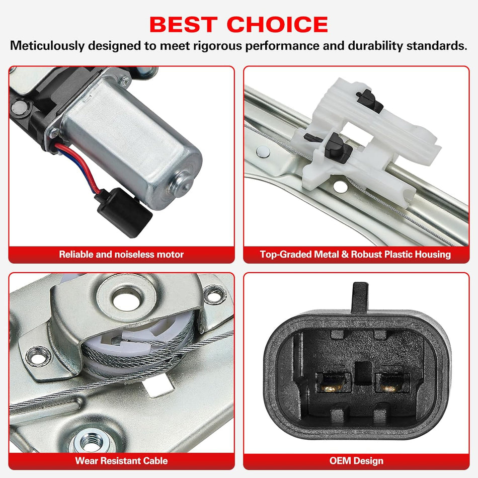 751-649 Power Window Regulator with Motor Front Right Passenger Side for Fiat 500 2012-2019| Replace# 52060971, 51876269, 68070267AC