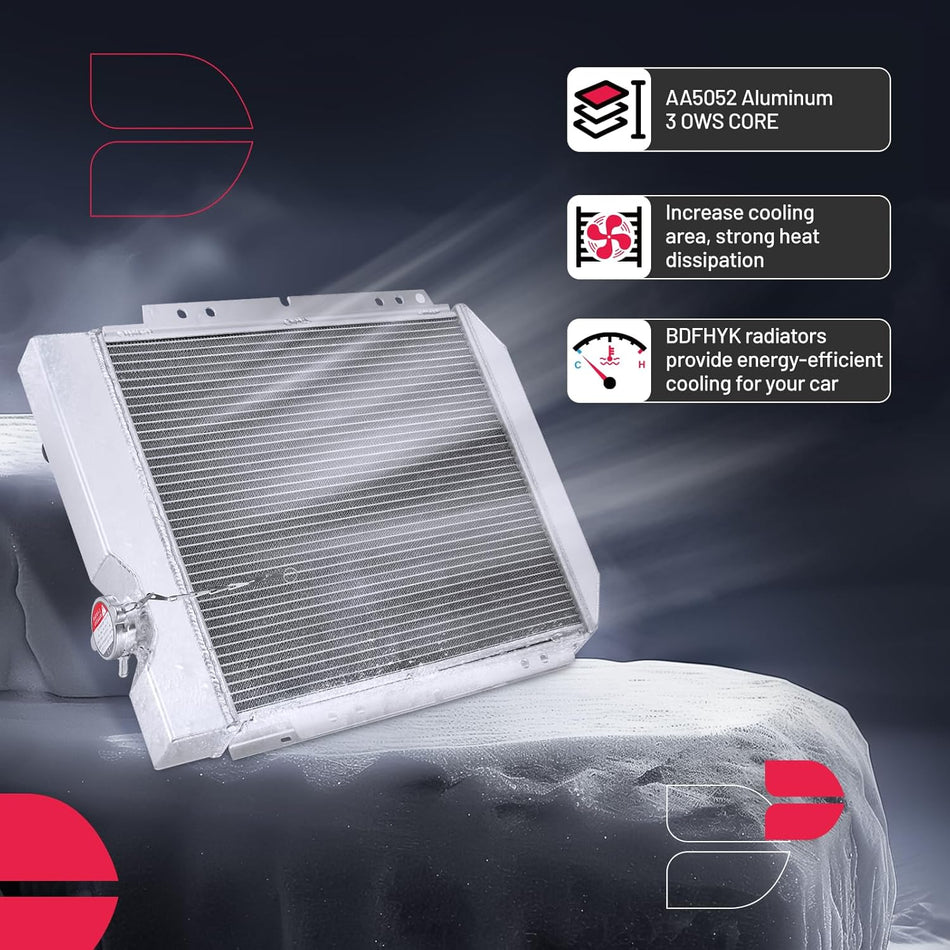 BDFHYK 3ROW-44MM RA-FM64-3 Aluminum Radiator Compatible with for Falcon 1960-1966, Mustang 1965-1966,Ranchero 1960-1965,Mercury Comet 1961-1965
