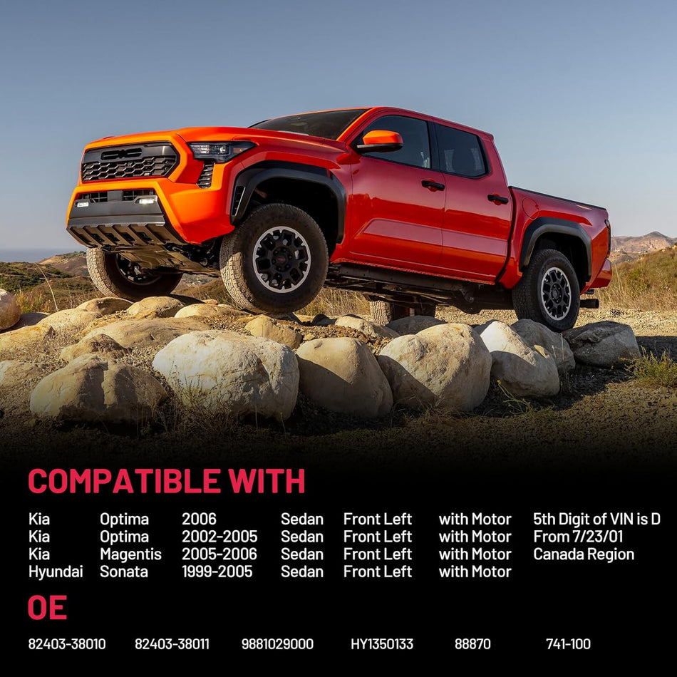 741-100 Power Window Regulator with Motor Front Left Compatible with Kia Optima 2002-2006  |   Kia Magentis 2005-2006 |  Hyundai Sonata 1999-2005