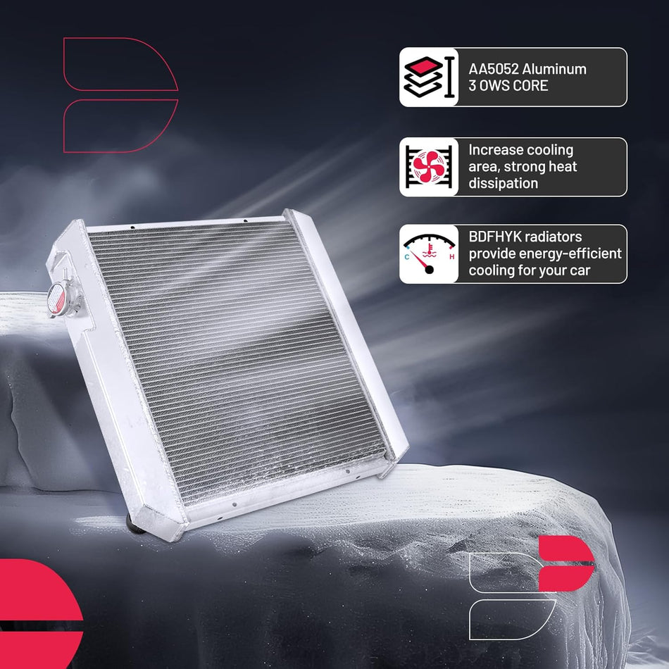 BDFHYK 3ROW-56MM RA-CHEVYT63-3 Aluminum Radiator Compatible with for 1963-1966 ChevroLet C10 Pickup/C20/C30/K10/K20,1964-1966 OLdsmobiLe CutLass/F85,1961-1966 Pontiac BonneviLLe/CataLina Grand Prix