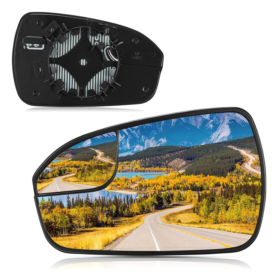 BDFHYK Mirror Glass Compatible with Fusion 2013-2020 Blind Spot Side View Convex Mirror Glass with Rear Holder, Replaces DS7Z17K707F, DS7Z-17K707-F, Heated (Left Side)
