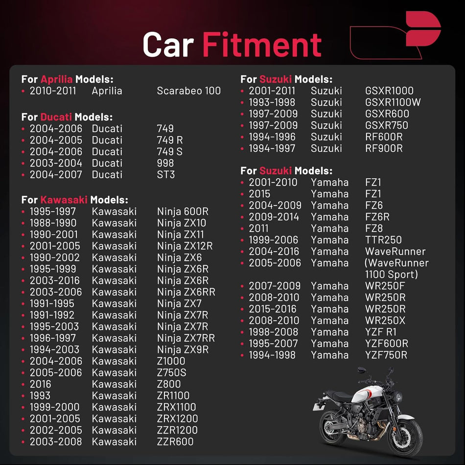 BDFHYK CR9E Spark Plugs Compatible with Aprilia Compatible with Ducati for Kawasaki for Suzuki Universal Motorcycle Spark Plugs Replacement for 6263 Set of 4