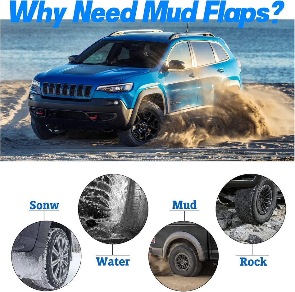 Mud Flaps for Jeep Cherokee 2019–2020, Front & Rear 4PCS