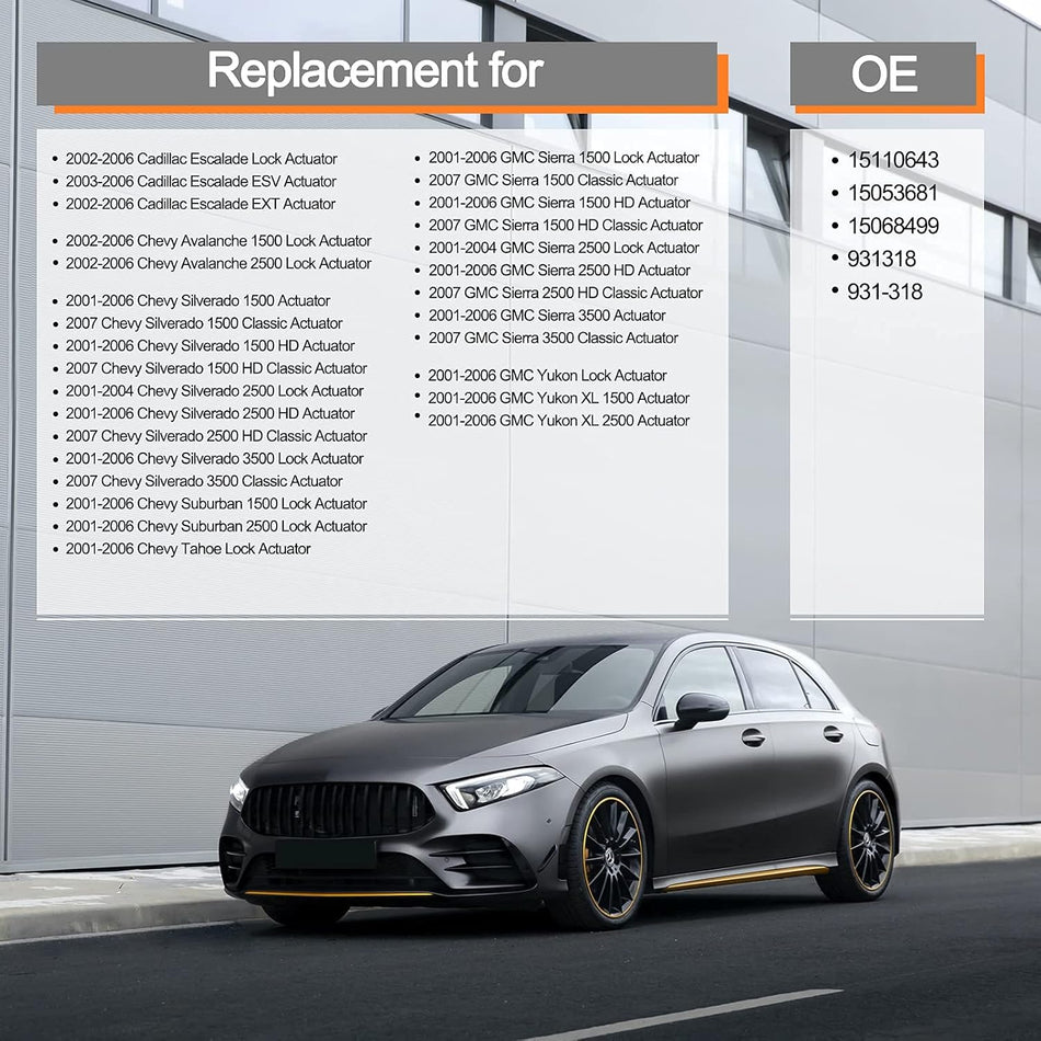 SYERAL Door Lock Actuator Front Left Driver Side Latch Lock 931-318 15068499 Power Door Latch Compatible with Cadillac Escalade Chevy Silverado Avalanche Suburban Tahoe Sierra Yukon