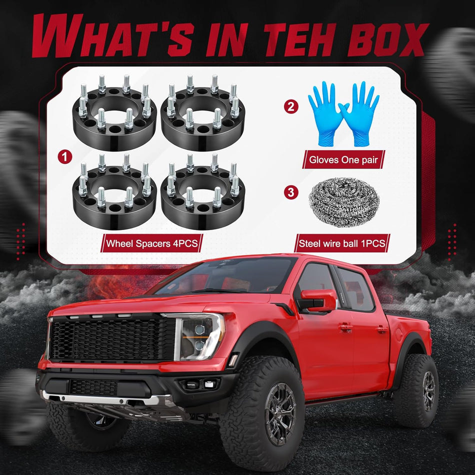 8x170 Wheel Spacers 2 Inch for Ford F250 F350 Super Duty Excursion 2003-2018, M14x1.5 Studs, 87.1mm Hub Bore, Set of 4