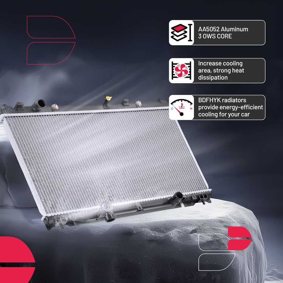 BDFHYK CU2436 Aluminum Radiator Compatible with Toyota Solara 2004-2008 2.4L l4,Compatible with Toyota Camry 2004 2005 2006 2.4L l4 Replace DPI2436,2436