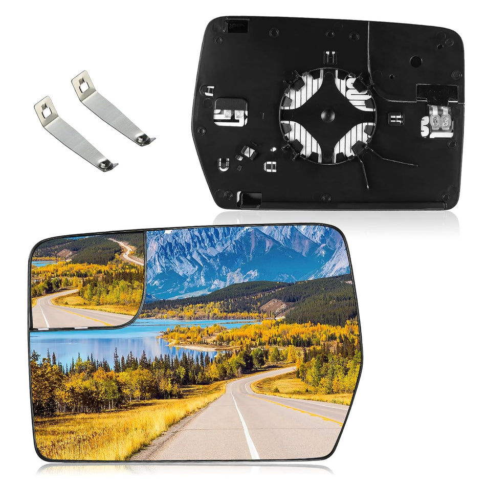 BDFHYK Mirror Glass Compatible with F150 2011-2014 Side View Mirror Glass with Blind Spot, Replaces BL3Z-17K707-E, BL3Z-17K707-D, Heated (Left Side)