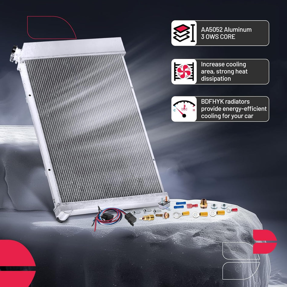 BDFHYK 3ROW-52MM CU162 Aluminum Radiator Compatible with for Buick Apollo Century Electra,Cadillac Seville,Chevrolet/C10,GMC C15,Oldsmobile/Cutlass Calais/Salon/Supreme,Pontiac Bonneville Catalina