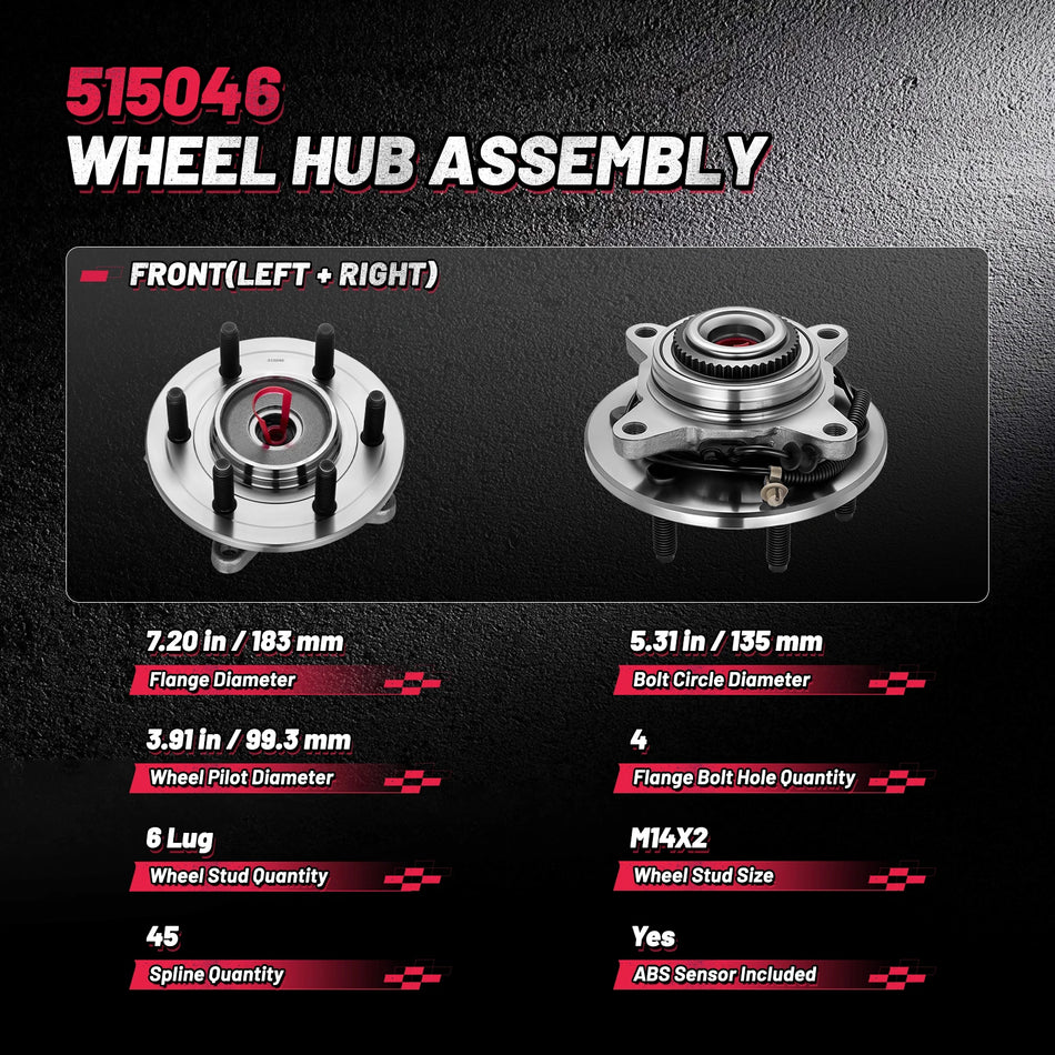 6Pc Front Suspension & Wheel Hub Kit for Ford F-150 2004-2008 4WD 6-Lug | BDFHYK