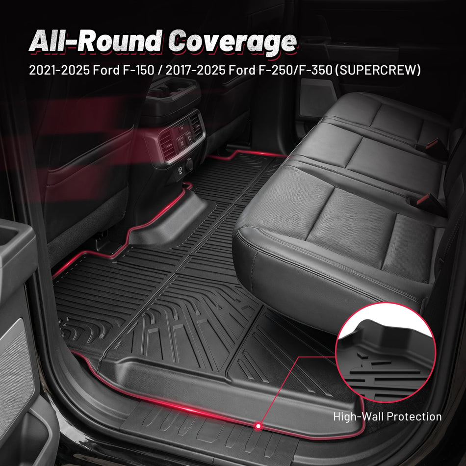 2021-2025 Ford F-150, 2017-2025 F-250 F-350 Floor Mats, SuperCrew, With Fold Flat Storage | BDFHYK