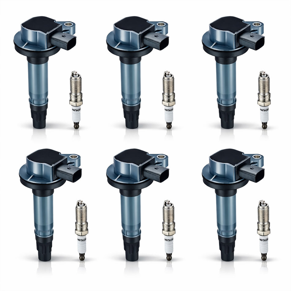 Ignition Coil UF553+Iridium Spark Plugs SP589, Fits For Lincoln MKS MKT MKX MKZ 3.5L V6 3.7L V6, Sets of 6