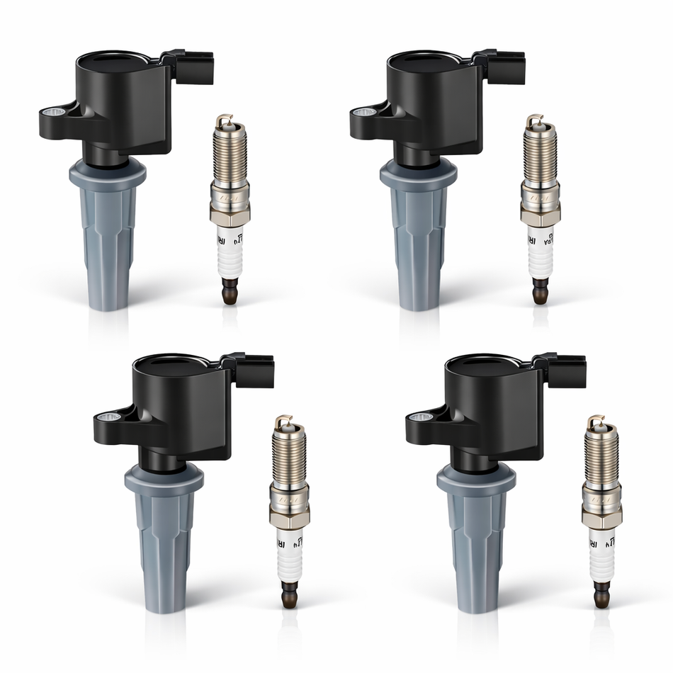 Ignition Coil UF621 + Iridium Plugs 5019, Fits For Lincoln MKZ, Mariner Milan, 2.0L/2.5L L4,Set of 4