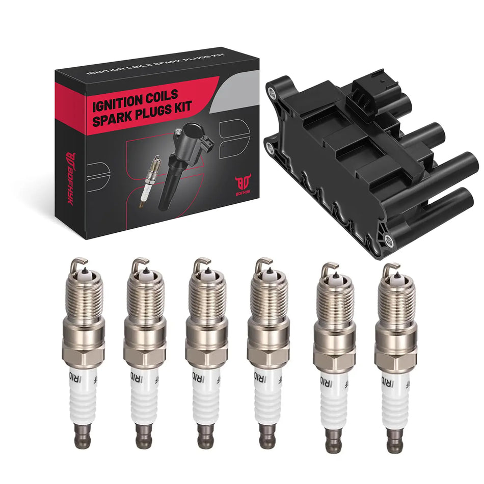 1 Ignition Coil DG485 + 6 Iridium Spark Plug 3689, Fits For Ford 01-04 Ranger,01-06Taurus; Mazda 2001 B3000