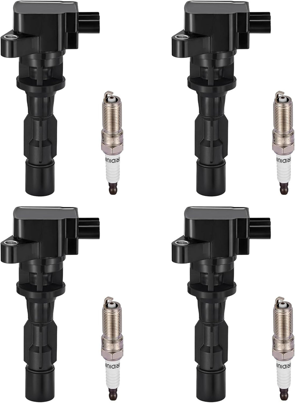 BDFHYK 4 Ignition Coil Pack UF516 and 4 Iridium Spark Plug SP530 Compatible with Ford 2006-2009 Fusion 2.3L l4; Compatible with Mercury 2006-2009 Milan 2.3L l4 Coil for 6E5Z12029AA