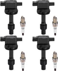 BDFHYK 4 Ignition Coil UF365 and 4 Iridium Spark Plug 7092 for Volvo S40, V40 1.9L L4 2000-2004