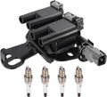 BDFHYK 1 Ignition Coil UF419 and 4 Iridium Spark Plug 4503 for Hyundai 2003-2006 Elantra, 2007-2009 Tucson