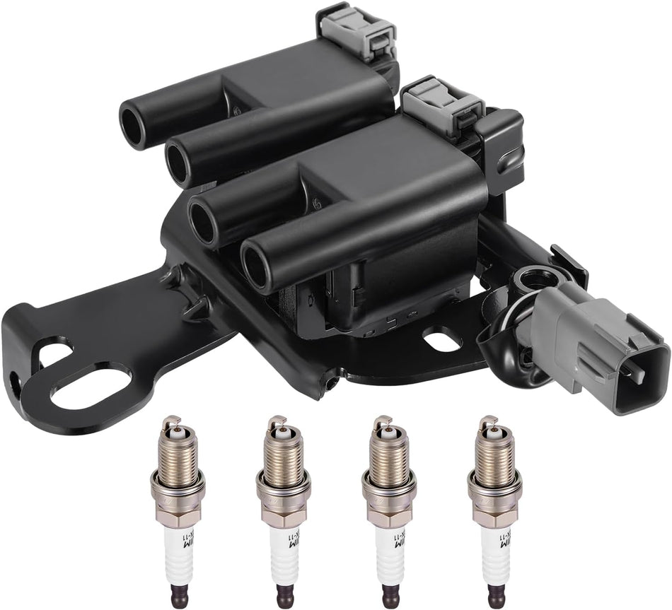 BDFHYK 1 Ignition Coil Pack UF419 and 4 Iridium Spark Plug 4503 Compatible with Hyundai 2003-2006 Elantra, 2007-2009 Tucson; Compatible with Kia 2005-2009 Spectra, 2005-2007 Sportage Coil for 5C1427
