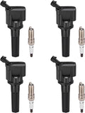 BDFHYK 4 Ignition Coil UF497 and 4 Iridium Spark Plug 5019 For Chevy 2007-2012 Colorado; GMC 2007-2012 Canyon, 2.9L l4