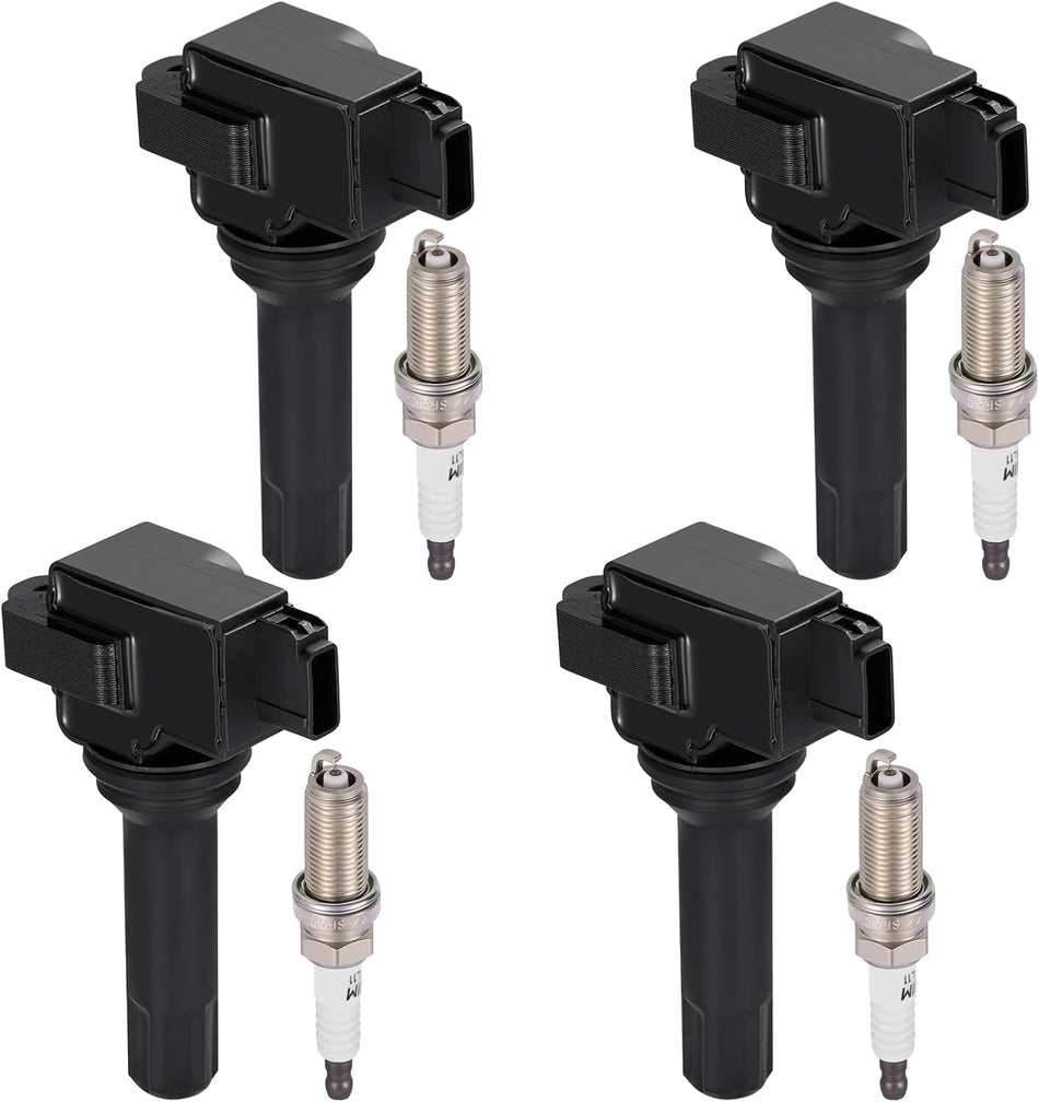 BDFHYK 4 Ignition Coil Pack UF664 and 4 Iridium Spark Plug 93501 Compatible with Subaru 2011-2012 Forester 2.5L H4, 2012 Impreza 2.0L H4 Coil for GN10726 C876 22433AA630