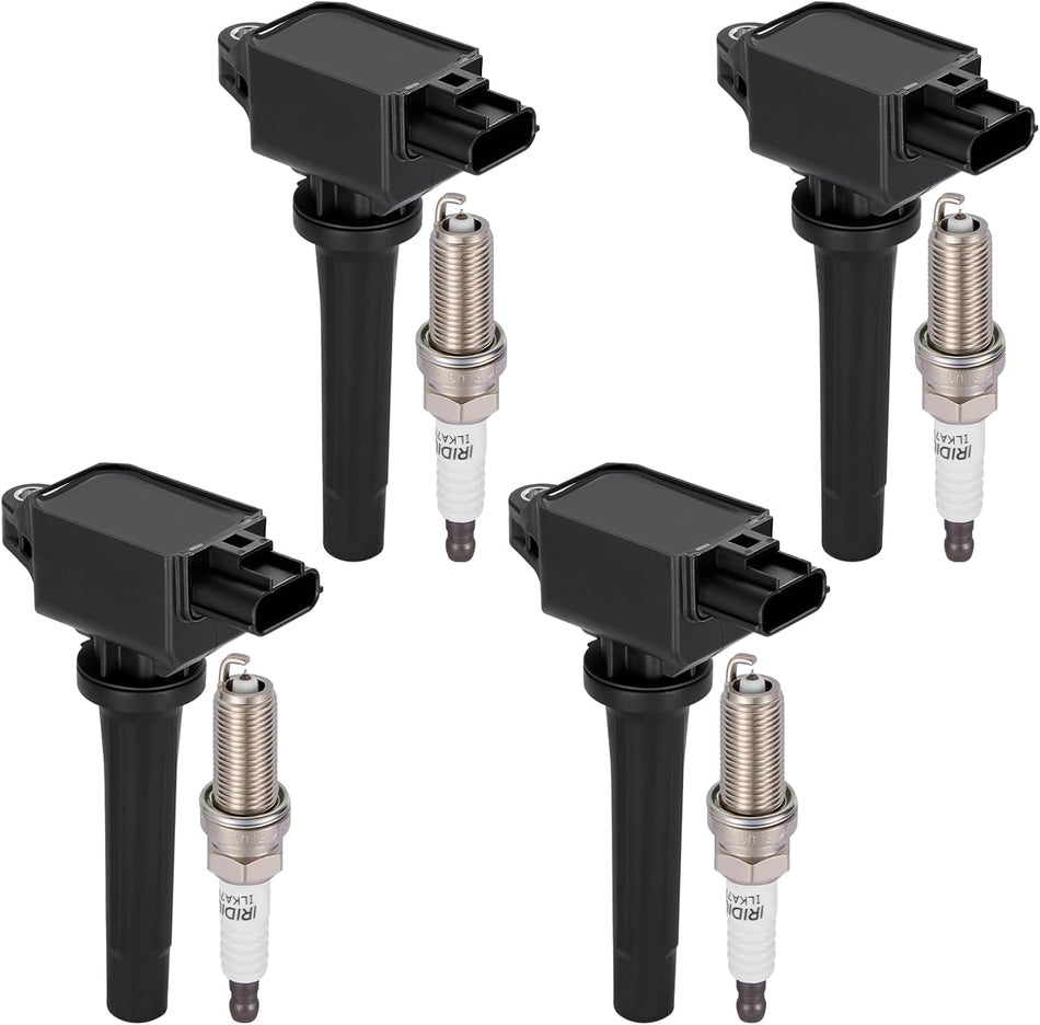 BDFHYK 4 Ignition Coil Pack UF822 and 4 Iridium Spark Plug 93501 Compatible with Toyota 2019 Yaris, 2017-2018 Yaris iA,Compatible with Scion 2016 iA 1.5L l4 Coil for 90118WB460 P51R18100 90118-WB460