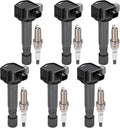 BDFHYK 6 Ignition Coil UF713 and 6 Iridium Spark Plug 97390 For Acura 14-19 RLX,Honda 13-17 Accord,13-14 Crosstour