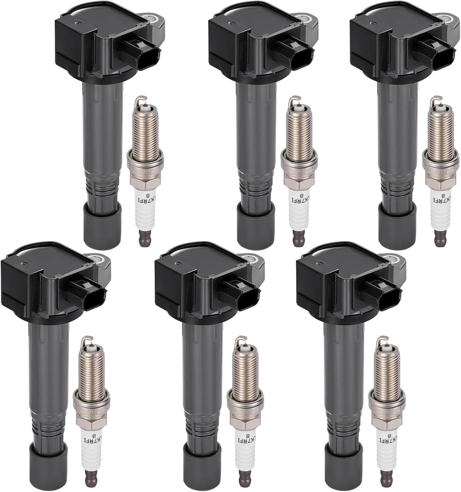 BDFHYK 6 Ignition Coil Pack UF713 and 6 Iridium Spark Plug 97390 Compatible with Acura 14-19 RLX,Compatible with Honda 13-17 Accord,13-14 Crosstour,18-19 Odyssey,16-19 Pilot Coil for GN10733 C-872