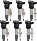 BDFHYK 6 Ignition Coil UF594 and 6 Iridium Spark Plug 6481 for Land Rover LR2 3.0L 3.2L L6