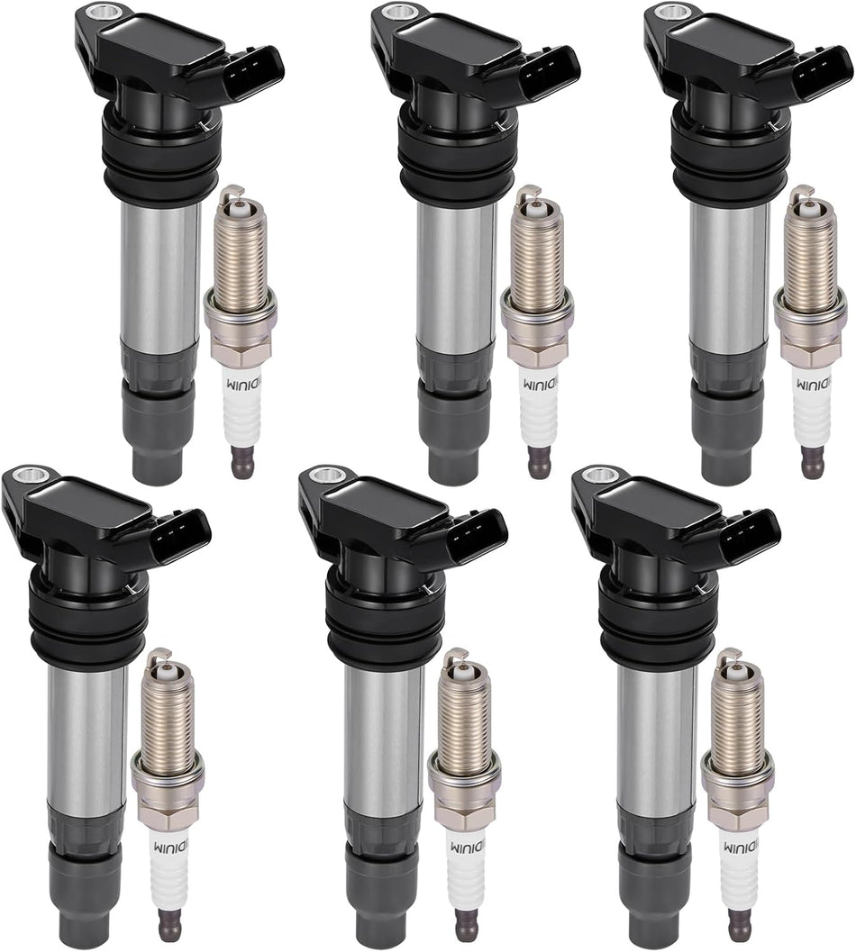 BDFHYK 6 Ignition Coil Pack UF594 and 6 Iridium Spark Plug 6481 Compatible with Land Rover LR2, Compatible with Volvo S60 S80 S80 V70 XC60 XC60 XC70 XC70 XC90 3.0L 3.2L l6 Coil for C-815 GN10558