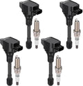 BDFHYK 4 Ignition Coil UF719 and 4 Iridium Spark Plug 91187 For Nissan Versa 2012-2019, Versa Note 2014-2019 1.6L l4