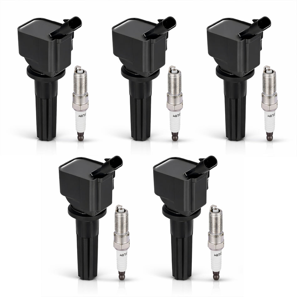 5 Ignition Coil UF497 + 5 Iridium Spark Plug 5019, Fits For Chevrolet Colorado, GMC Canyon, Hummer H3 H3T 3.7L l5