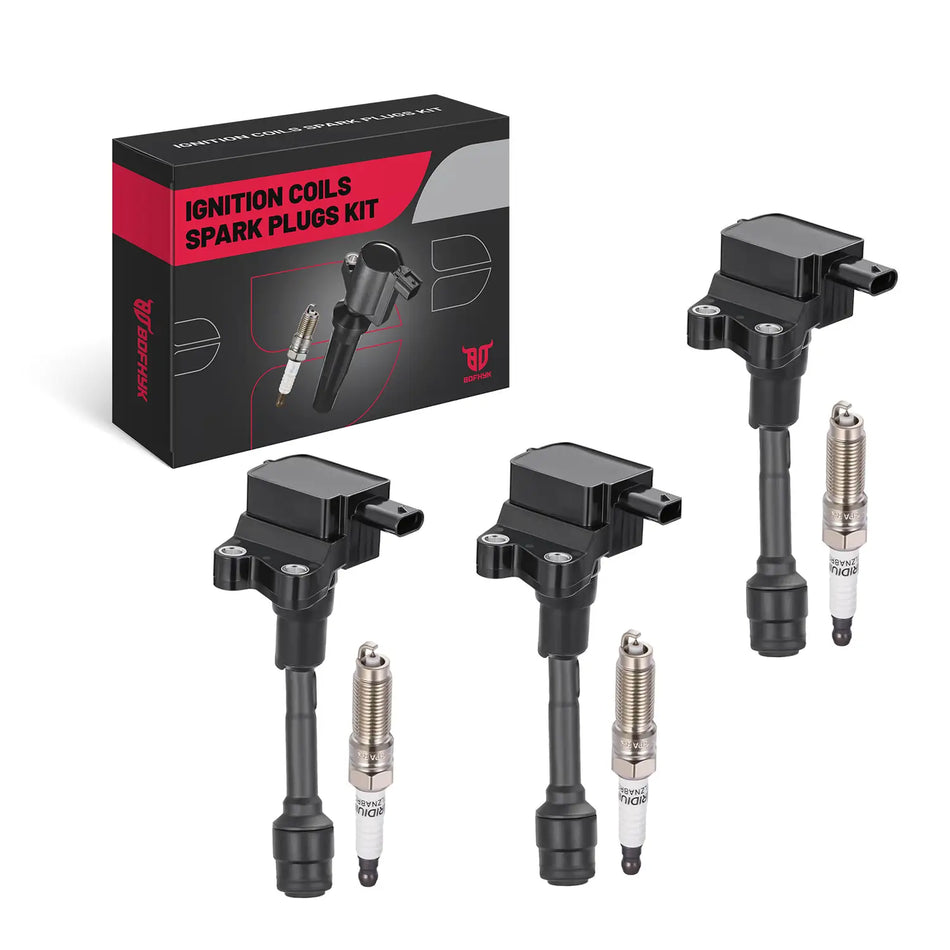 3 Ignition Coil UF736 + 3 Iridium Spark Plug 93593, Fits For Ford 2018-2020 EcoSport, 2014-2017 Fiesta 1.0L l3