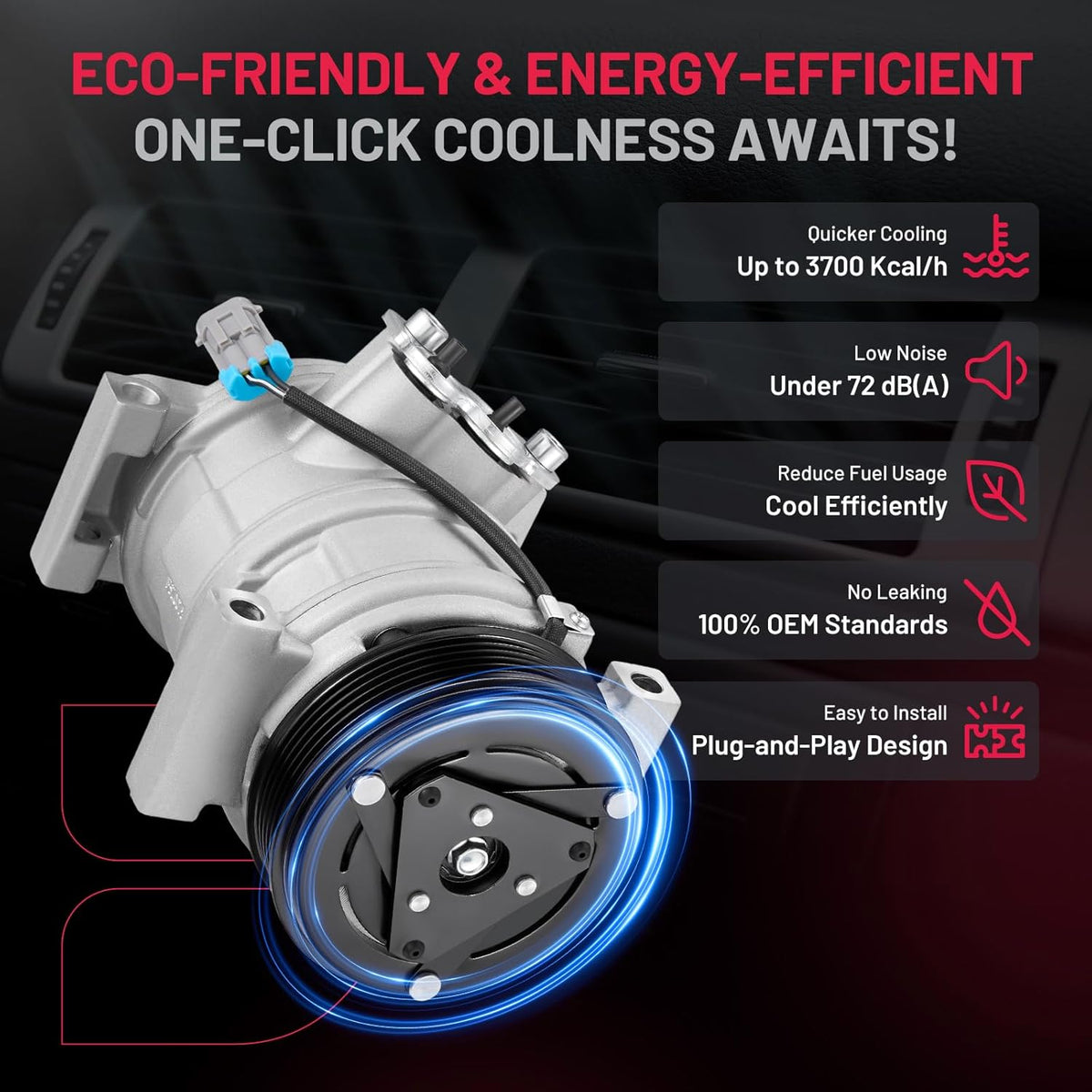 A/C compressor port and body detail