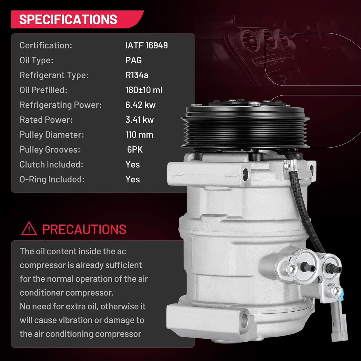 A/C compressor side detail