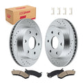 BDFHYK Brake Rotor Kit Front for Ford F-150 2004-2008 4.2L 4.6L 5.4L V6 V8  Drilled & Slotted Rotors Ceramic Pads | Replace S-54107 D-1083