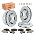 BDFHYK Brake Rotor Kit Front & Rear for Jeep Wrangler 2007-2018  Drilled Slotted Rotors Ceramic Pads Full Set | Replace S-53040 D-1274