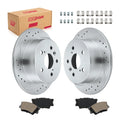 BDFHYK Brake Rotor Kit Rear for Toyota Camry 2007-2011 Avalon Lexus ES350  Drilled Slotted Rotors Ceramic Pads | Replace S-31433 D-1212