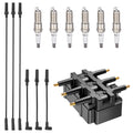 Ignition Coil UF305 and Spark Plugs SP1026 with Wire Set 53141 for 2001-2011 Chrysler Town & Country/Grand Voyager 3.8L V6, 3.3L V6 | BDFHYK