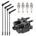 Ignition Coil UF240 and Spark Plugs SP1012 with Wire Set 8691 for 2004-2004 Subaru Legacy 2.5L H4 | BDFHYK