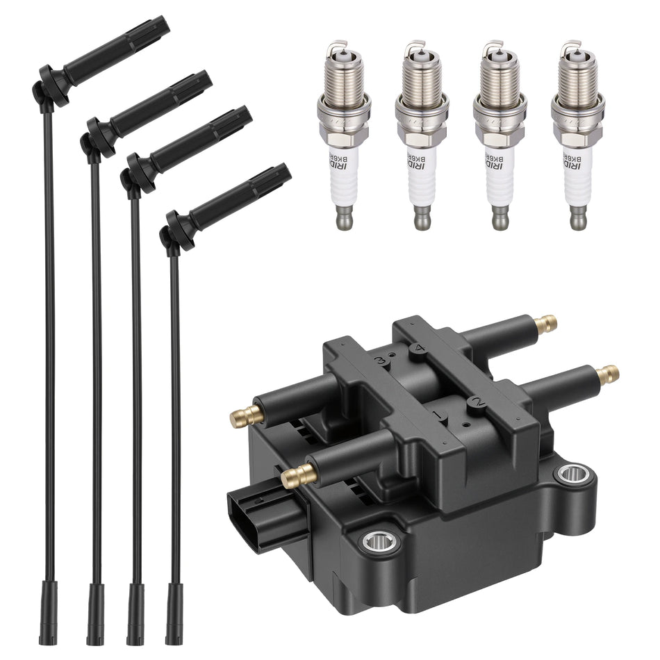 Ignition Coil UF240 and Spark Plugs SP1012 with Wire Set 8691 for 2004-2004 Subaru Legacy 2.5L H4 | BDFHYK