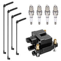 Ignition Coil UF538 and Spark Plugs SP1012 with Wire Set 55004 for 2005-2010 Subaru Forester/Impreza 2.5L H4 | BDFHYK